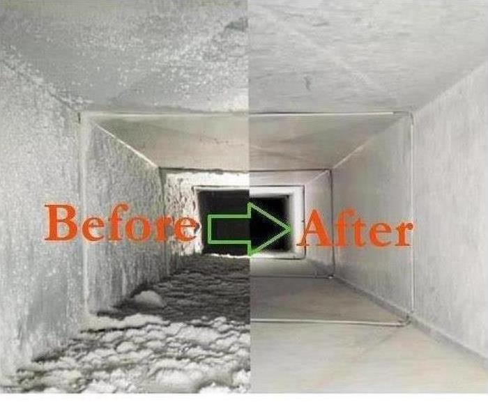 How to Limit Mold Growth in Winters? Image of dirty and clean air duct.